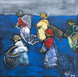Painting, Pêcheuses - scène de vie en bord de mer, Forg