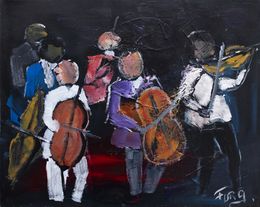 Painting, Orchestre noir - Musiciens et instruments, Forg