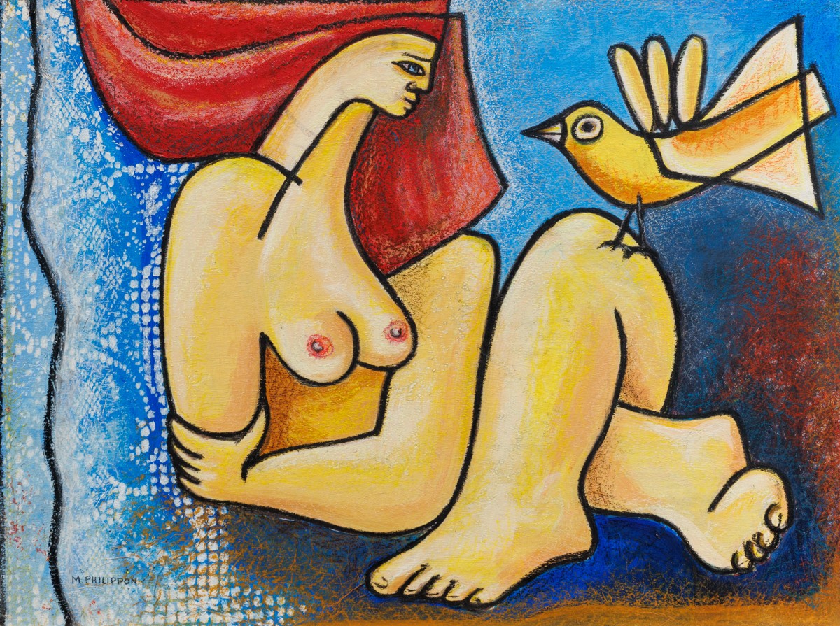 Michel Philippon, Au repos à l'oiseau - série Portrait de femme Michel Philippon, Au repos à l'oiseau - série Portrait de femme