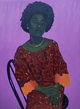 Peinture, True Self - 21st Century, Contemporary, Realist Portrait, Woman Sitting on Chair, Olajire Olalekan