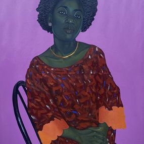 Peinture, True Self - 21st Century, Contemporary, Realist Portrait, Woman Sitting on Chair, Olajire Olalekan