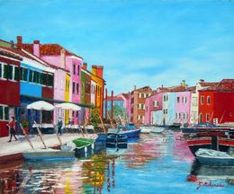 Painting, Vue de Burano, Gyslaine Pachet-Micheneau