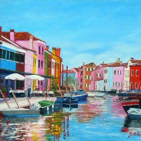 Peinture, Vue de Burano, Gyslaine Pachet-Micheneau