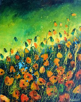 Painting, Orange poppies, Pol Ledent