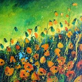 Peinture, Orange poppies, Pol Ledent