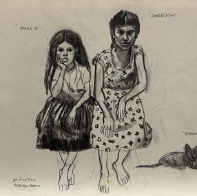 Dibujo, Two Girls, Joe Lasker