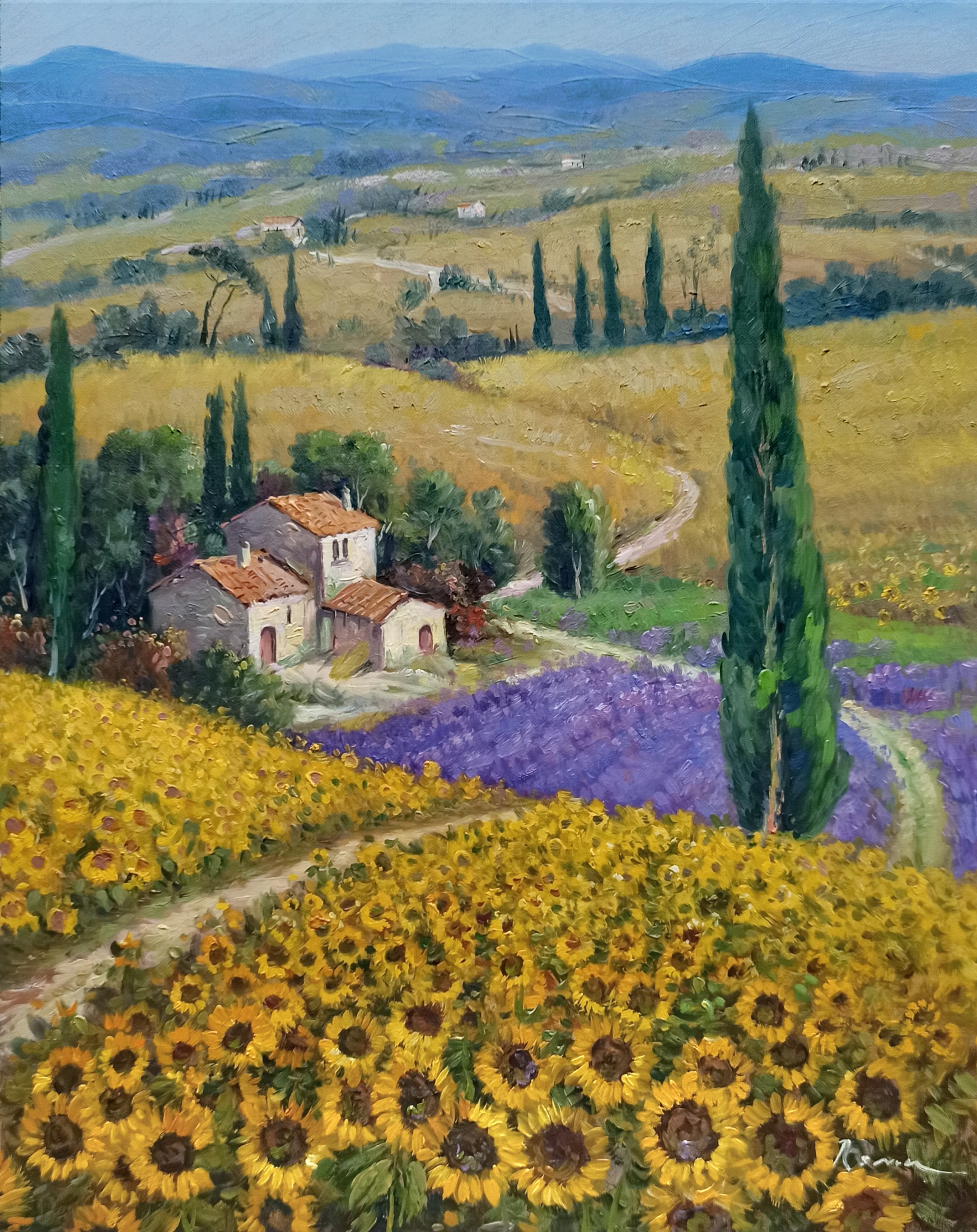Domenico Ronca, The flowey path - Tuscany painting landscape Domenico Ronca, The flowey path - Tuscany painting landscape