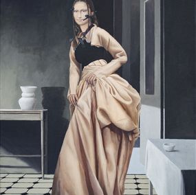 Gemälde, Contemporary portrait - In the Kitchen with Cat, Nataliya Bagatskaya