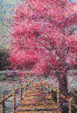 Gemälde, A better place (Sakura and Bridge), Nadine Antoniuk