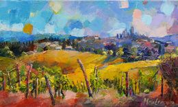 Gemälde, Tuscan landscape at San Gimignano, Miriam Montenegro