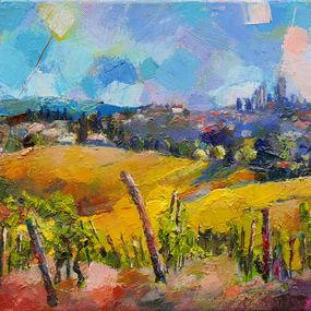 Gemälde, Tuscan landscape at San Gimignano, Miriam Montenegro