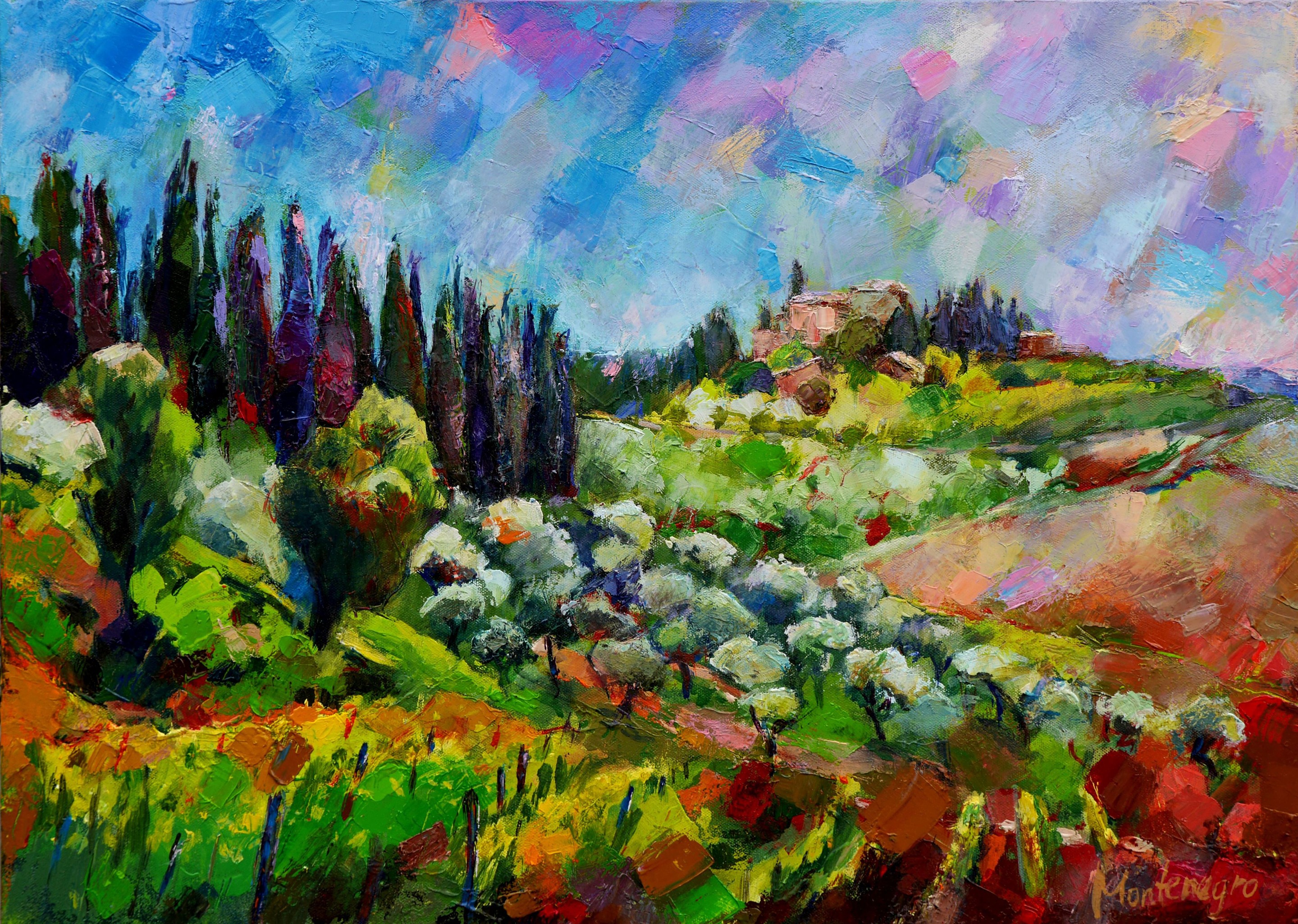 Miriam Montenegro, Tuscan landscape with grapevines and olive trees Miriam Montenegro, Tuscan landscape with grapevines and olive trees