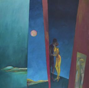 Painting, Baiser sous la lune, Graciela Castellano-Saavedra