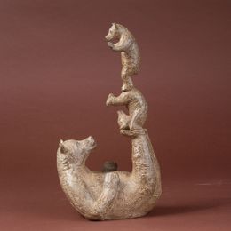 Sculpture, Ours et deux oursons / Bear and his two cubs, Sophie Verger