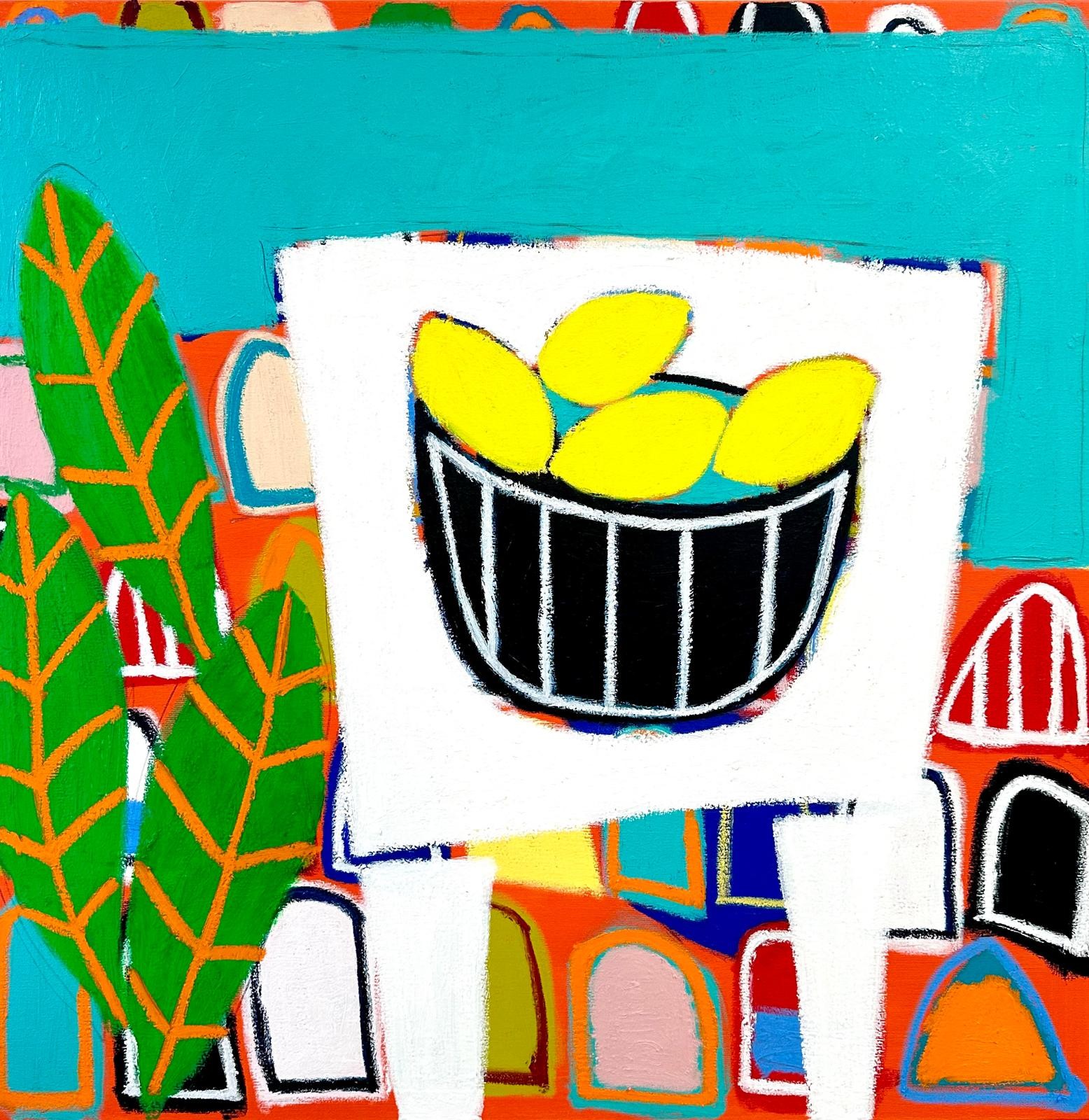 Gordon Hopkins, Lemon bowl blue still life Gordon Hopkins, Lemon bowl blue still life