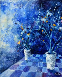 Gemälde, Still life in blue, Pol Ledent