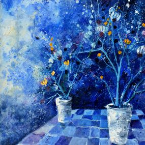 Painting, Still life in blue, Pol Ledent