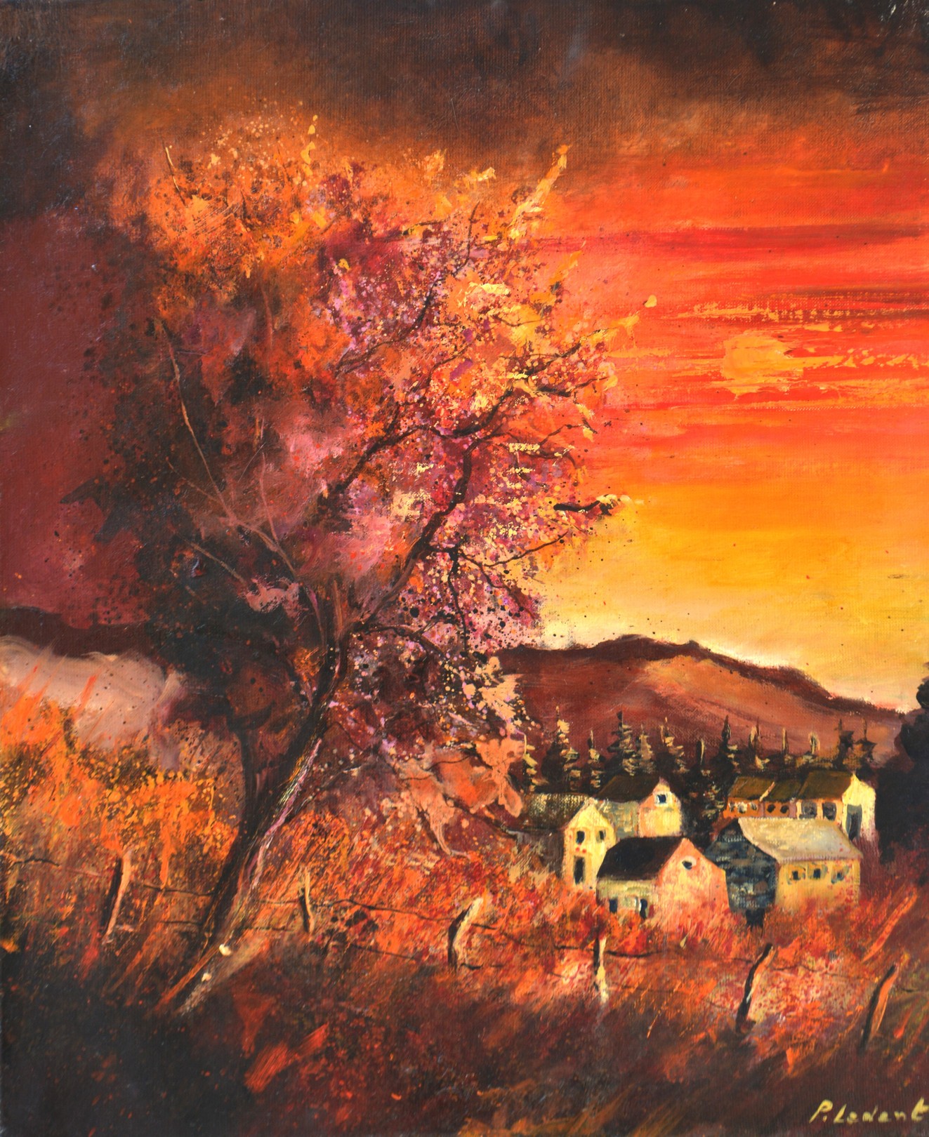 Pol Ledent, Sunset on my village Pol Ledent, Sunset on my village