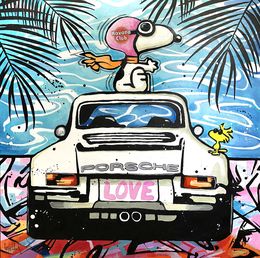 Peinture, Snoopy et la Porsche 911, la vie est  belle, Patrick Cornée