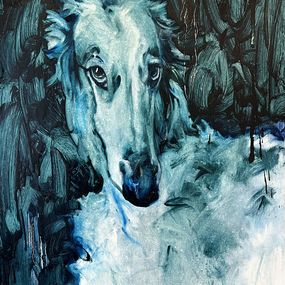 Painting, White Dog 2, Inga Makarova