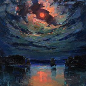 Painting, Red moon, Serhii Cherniakovskyi