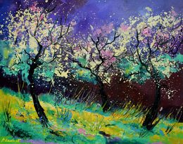 Painting, Bmooming appletrees, Pol Ledent