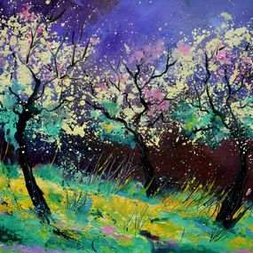 Gemälde, Bmooming appletrees, Pol Ledent