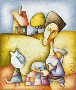 Painting, Contemplative Companions, Sargis Zaqaryan