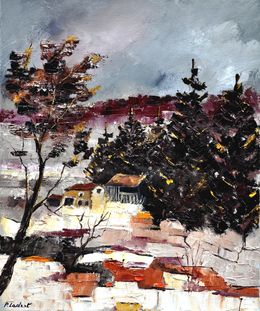 Gemälde, Village in winter, Pol Ledent