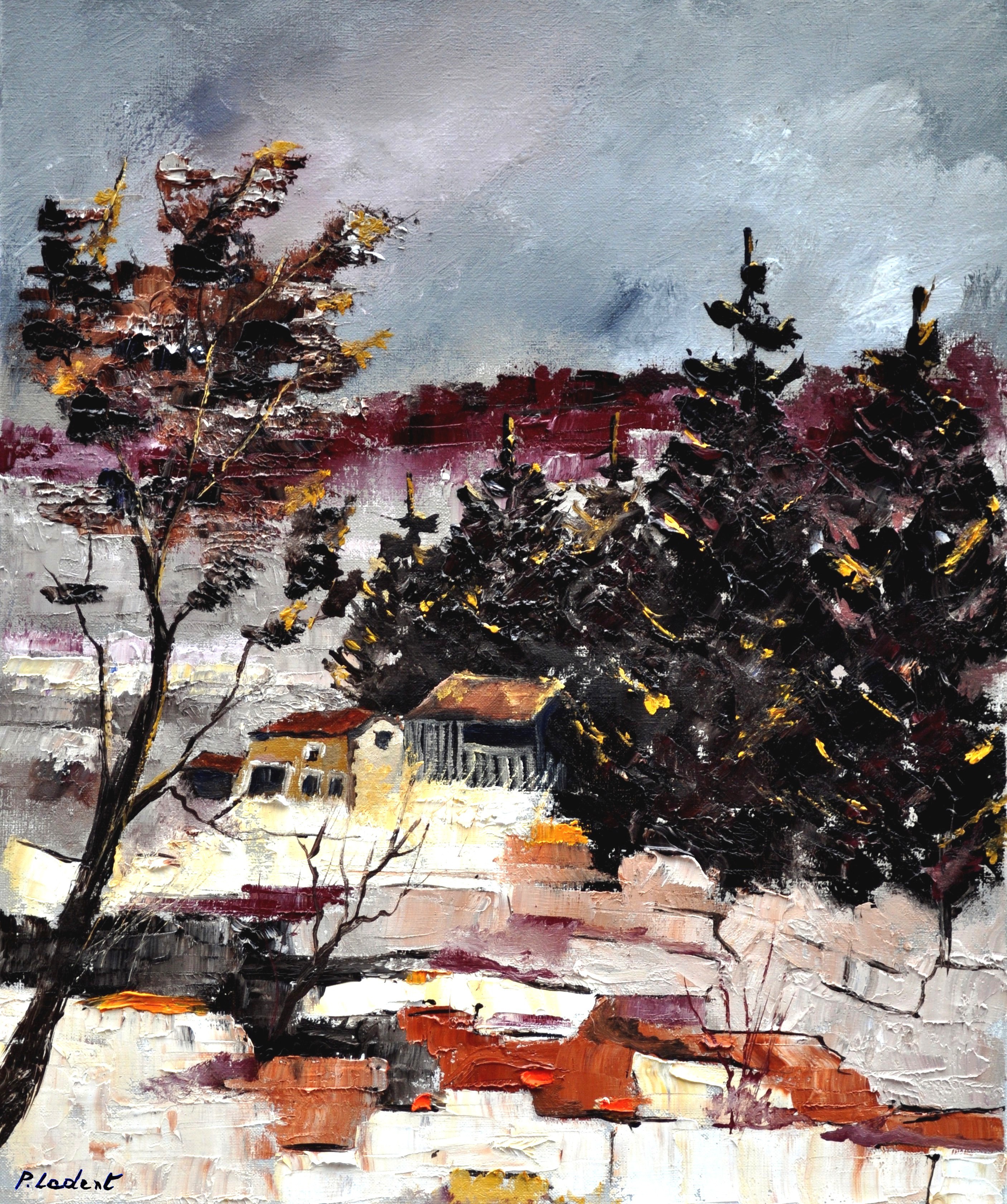 Pol Ledent, Village in winter Pol Ledent, Village in winter