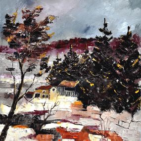 Gemälde, Village in winter, Pol Ledent