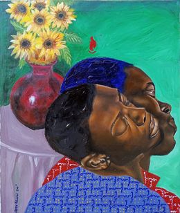 Painting, Portrait and Sunflower 2, Olaosun Oluwapelumi