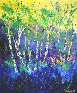 Painting, Aspen trees in spring, Pol Ledent