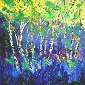 Gemälde, Aspen trees in spring, Pol Ledent