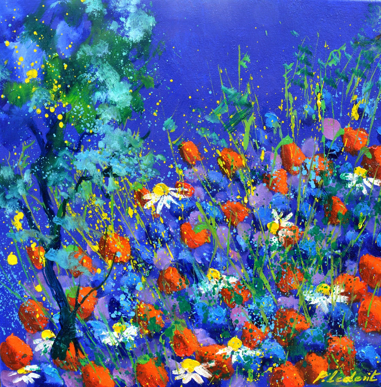 Pol Ledent, Red poppies and daisies Pol Ledent, Red poppies and daisies