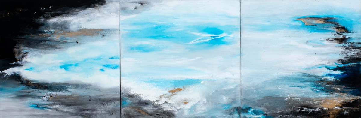 Nicole Decote, Vous et l'immensité - Triptyque, paysage marin abstrait Nicole Decote, Vous et l'immensité - Triptyque, paysage marin abstrait