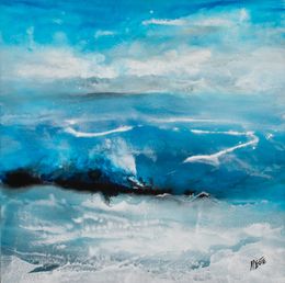 Painting, Entre ciel et mer - N°01 - Paysage marin abstrait, Nicole Decote