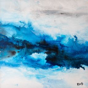 Peinture, Entre ciel et mer - N°02 - Paysage marin abstrait, Nicole Decote