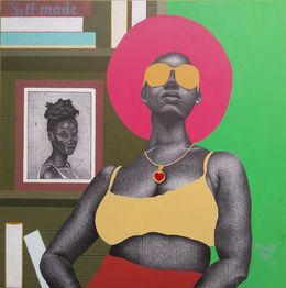 Pintura, See No Evil Self-Made II - 21st Century, Contemporary, Figurative, Puma, Woman, Alawaye Tope