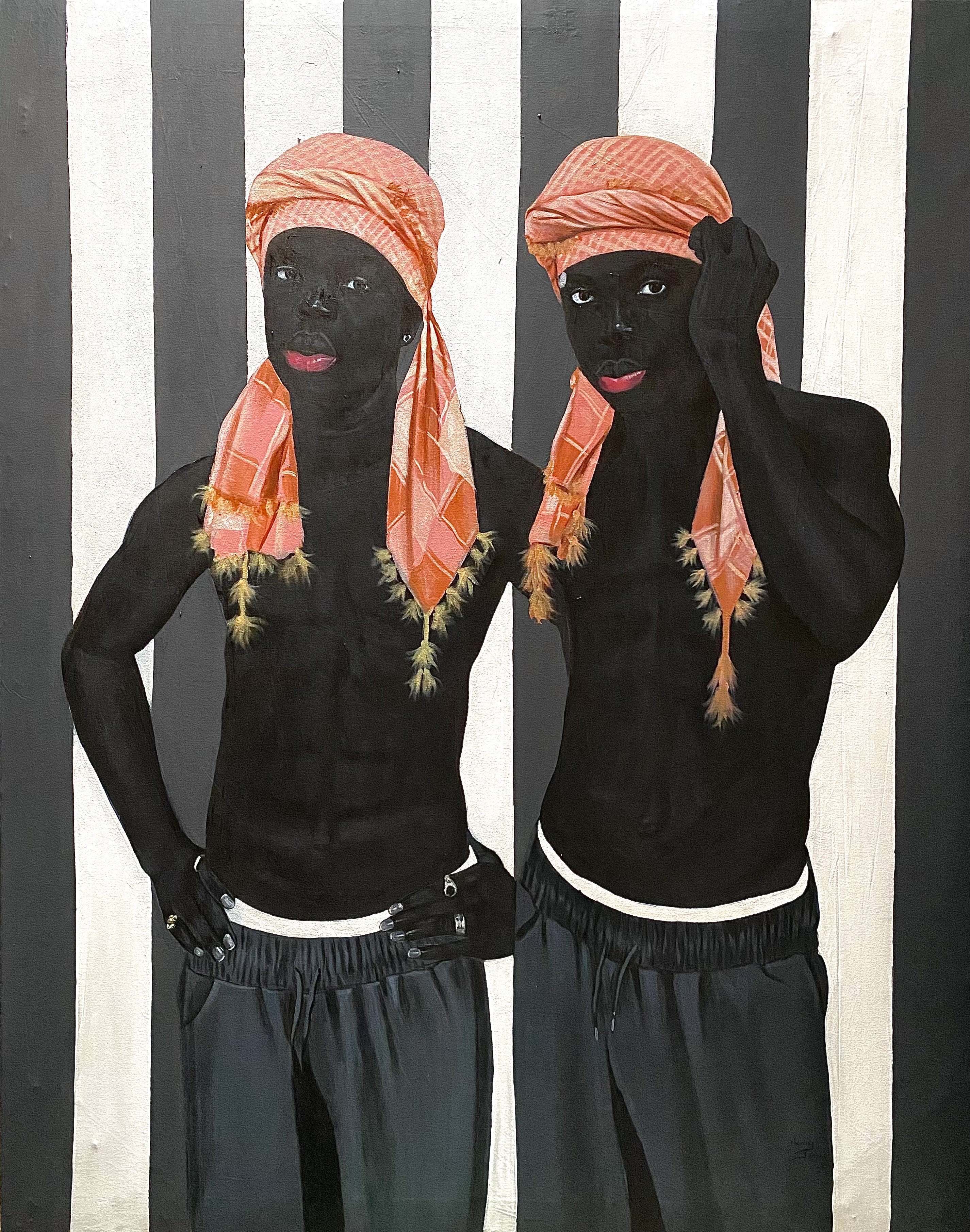 Henry James, Brotherhood -21st Century, Contemporary, Figurative Portrait, Black Men, Acrylic Henry James, Brotherhood -21st Century, Contemporary, Figurative Portrait, Black Men, Acrylic