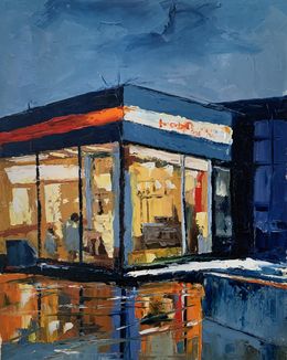 Painting, Night cafe by the highway, Schagen Vita