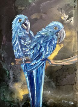 Peinture, Blue parrots, Olga Volna