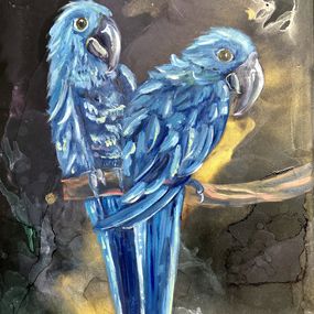 Peinture, Blue parrots, Olga Volna