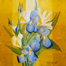 Painting, Iris 2024 - Composition florale figurative, Josette Georgel