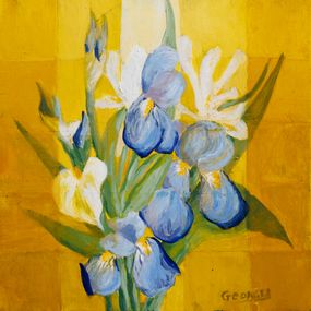 Painting, Iris 2024 - Composition florale figurative, Josette Georgel