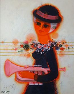 Painting, Jeune fille au cornet, Frédéric Menguy
