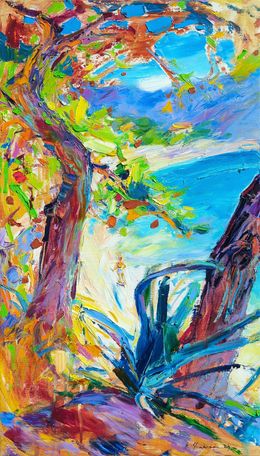 Pintura, Sunny Beach, pine trees and agaves, Helen Shukina