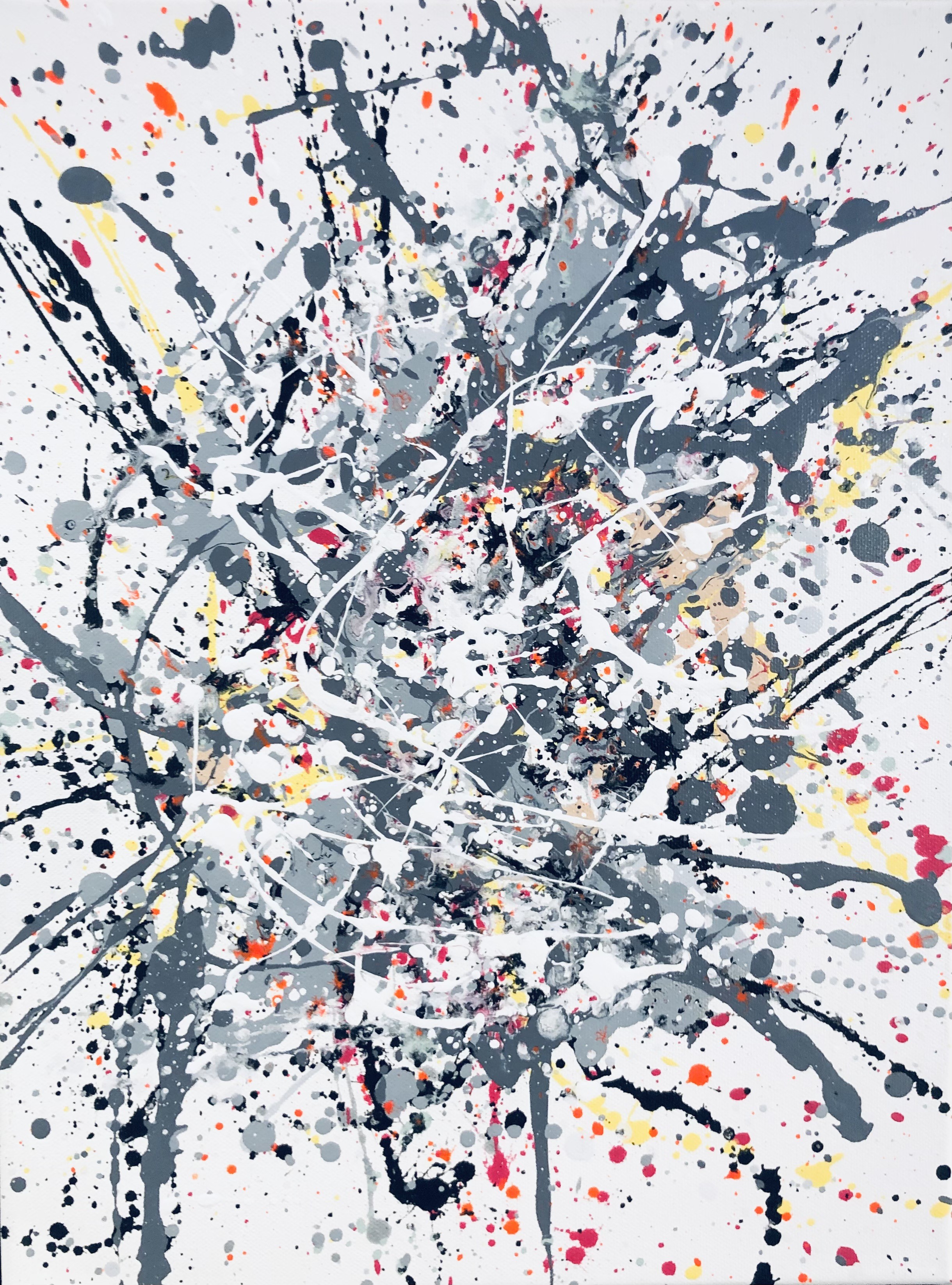 Nataliia Krykun, From the series „The A Lightness“ 3 - minimalism monochrome gray, silber, white, black minimalism abstraction, expressionism dropping inspired by Jackson Pollock Nataliia Krykun, From the series „The A Lightness“ 3 - minimalism monochrome gray, silber, white, black minimalism abstraction, expressionism dropping inspired by Jackson Pollock