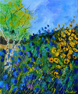 Gemälde, Blue wild flowers, Pol Ledent