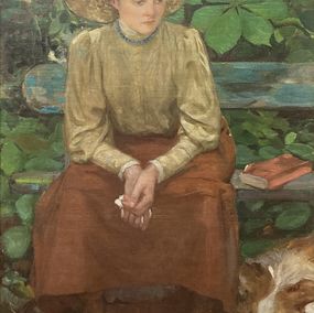 Pintura, Femme au chien, Raoul Du Gardier